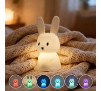Lampe de nuit mignonne en forme de lapin, lampe intelligente à longues oreilles de lapin, fonction de gradation et de minuterie, lampe de chevet à lueur douce, convient à la décoration de la maison, e