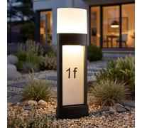 Lampe d'entrée extérieur lampadaire numéro de maison lumière extérieure IP54, chemin lumineux patio jardin, noir, autocollant, 1x LED 10,5W 660Lm 3000K, HxLxP 50x16x7,5cm, Wofi 12225
