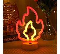 Lampe de petite table néon LED en forme de flamme bicolore, chambre à coucher, salon, Chambre d'enfants ambiance lumière, économie d'énergie, sécurité, portable USB/alimenté par batterie