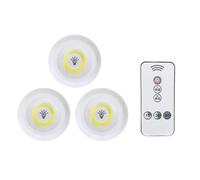 Lampe de placard LED sans fil - Pack de 3 - Alimentée par piles AAA - Tactile et télécommande - Montage adhésif 3M