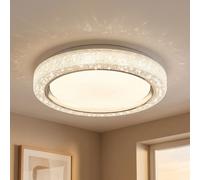 Plafonnier Lampe de plafond de la salle à manger LED CCT avec cristaux, métal plastique, 1x LED 24 watts 1600 lumens blanc chaud/blanc froid, D 40 cm