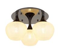 Lampe de plafond cristaux lampe de salon plafonnier rond boule de verre chambre à coucher, métal noir chromé, 3x E27, DxH 45x27,5 cm