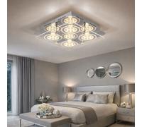 Plafonnier Crystal lamp, lampe de salon, 4 flammes, aspect cristal, métal verre chrome clair satiné, 4x LED 5W 1400Lm 3000K, HxLxP 8x33x33 cm