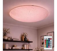 Plafonnier LED RGB Télécommande réglable verre jaune Plafonnier de salon jaune, métal, 2x 4,8W 470Lm blanc chaud, DxH 39,5x8 cm