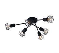 Lampe de plafond Käfig Spot Salon Salle à manger Lampe rétro noire en kit, ampoules LED incluses