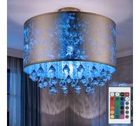 Plafonnier LED à intensité variable avec télécommande Plafonnier en cristal doré Lampe de salon, changement de couleur RGB, 8,5W 806lm blanc chaud, DxH 30 x 31 cm