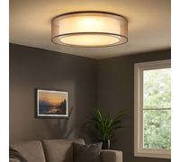 Lampe De Plafond Lampe De Salon 3 Niveaux Dimmables Textile Gris LED 50 Cm