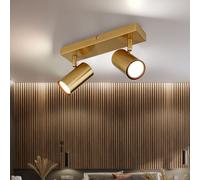Spot de plafond Plafonnier 2 flammes mobile Spot doré, spots orientables, métal scandinave, 2x GU10 douilles, HxLxB 12x26x6cm