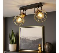 Spot SAMBATELLO E27 2X40W en acier et bois noir et laiton brossé 480x280x260mm