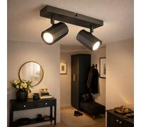 Spot de plafond 2 flammes Plafonnier mobile Spot anthracite Spots réglables, métal scandinave, 2x GU10 douilles, LxlxH 26x6x14,5cm
