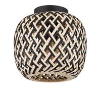 Lampe de plafond Lampe de salon style boho Lampe de table en bambou, métal tressé, 1x douille E27, DxH 20x19,5 cm