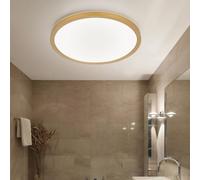 Plafonnier salle de bain Plafonnier salon salle à manger, plastique laiton blanc, rétro-éclairage IP44 fonction mémoire dimmable, 18W 1600Lm 3000K blanc chaud, D 29,4 cm