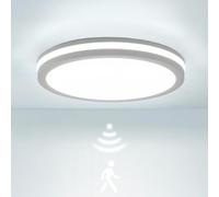Lampe de plafond LED avec détecteur de mouvement - Éclairage d'intérieur - Étanchité IP65 - Diamètre : 22 cm - Blanc