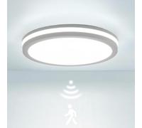 Lampe de plafond LED avec détecteur de mouvement - Éclairage d'intérieur - Étanchité IP65 - Diamètre : 22 cm - Blanc