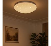 Plafonnier LED plafonnier salon lumière salle à manger lampe chambre lumière effet ciel étoilé, métal plastique blanc, 8W 560Lm 4000K blanc neutre, D 21,5 cm