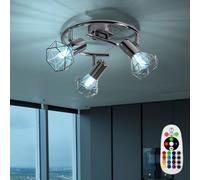 Plafonnier à intensité variable spot cocarde lampe à télécommande dans un ensemble comprenant des lampes à LED RVB