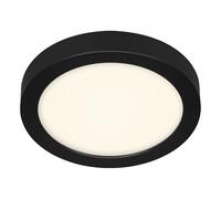 Lampe de plafond Plafonnier de bureau Panneau de montage noir Lampe de salon ronde, plastique métal, 1x LED 16W 1600lm 4000K blanc neutre, DxH 22,5x3,2 cm