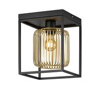 Lampe de plafond Plafonnier noir sable Lampe de salon design rétro, métal, 1x douille E27, LxlxH 23x23x28,5 cm