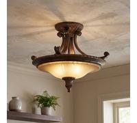 Lampe De Plafond Rustique Bronze Chambre À Couche Ø48 Cm Verre Métal E27