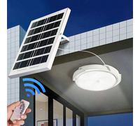 Lampe de plafond solaire avec télécommande, version améliorée intérieur/extérieur, lampe murale solaire 100W, lampe de cabanon, lampe de plafond de porche, lampe suspendue, lampe de travail à la lumiè