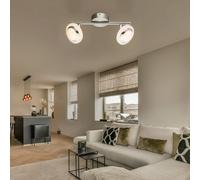 Plafonnier salon Plafonnier LED chrome, spots orientables, 2x4W 2x 280lm blanc chaud. Globo 56125-2