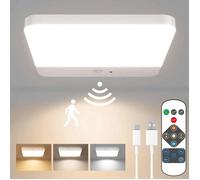 Lampe de Plafonnier avec Détecteur de Mouvement sans Fil, Rechargeable Plafonnier pour Salle de Bain, Garage, Escalier Télécommande
