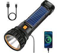 Lampe de Poche - Torche Solaire - 1200 mAh - Rechargeable - USB Inclus