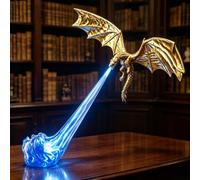 Lampe de recoin bibliothèque Dragon, Sculpture Fantasy imprimée en 3D | Décoration d'étagère fantastique « dragon cracheur de feu », élément décoratif stable pour bureau, bibliothèque ou vitrine