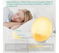 Lampe de Réveil - ORIA - Eveil Lumière - Rechargeable USB - Simulation de lever du soleil - Radio FM