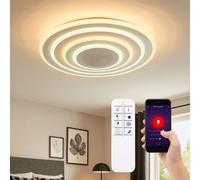 Plafonnier Smart Home LED CCT Salon Plafonnier Intelligent App Chambre à Coucher, dimmable avec télécommande, 1x Smart LED 40W 3000-6500 Kelvin, DxH 42x6,7 cm