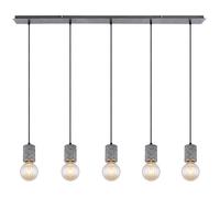 Lampe de salle à manger, suspension argentée antique, réglable en hauteur, 5 ampoules, métal aluminium, 5x E27, LxlxH 115x10x120 cm