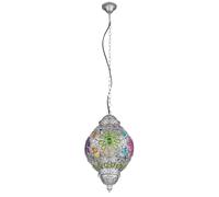 Lampe de salle à manger Suspension Plafonnier Lampe à suspendre Lampe de cuisine Cristaux, métal argenté Cristaux acryliques multicolores, 1x LED 9W 810Lm blanc chaud, DxH 27x120 cm