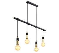 Lampe de salle à manger suspension suspension laiton noir Suspension 4 flammes, hauteur réglable par enroulement, 4x douilles E27, LxlxH 100x6x120 cm