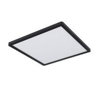 Lampe de salle de bain LED plafonnier Plafonnier IP44, fonction mémoire, rétro-éclairage, blanc noir opalin satiné, 1x LED 18W 1500Lm 3000K, HxLxB 2,5x29,4x29,4 cm