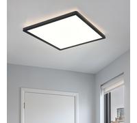 Lampe de salle de bain Plafonnier LED Plafonnier Panneau LED IP44, 3 niveaux via interrupteur mural, rétroéclairage, noir, 24W 2300Lm blanc chaud, LxH 42x2,5 cm