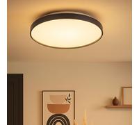Plafonnier LED anthracite Lampe de salon Plafond Lampe de cuisine Plafonnier, Acrylique Métal, LED 24W 1400Lm blanc chaud, D 48 cm