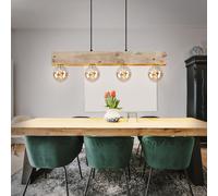 Lampe de salon lampe en bois suspension vintage suspension vintage bois suspension vintage, 4 flammes métal bois naturel noir mat, 4x douilles E27, HxLxP 120x80x6 cm