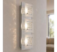 Plafonnier LED plafonnier lampe de salon lampe de cuisine lampe de chambre à coucher, cristaux chromés verre satiné, 3x 3W 3x 240lm 4000K, LxlxH en cm : 40 x 14 x 7