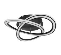 Lampe de salon plafonnier LED plafonnier chambre LED dimmable, design incurvé en noir mat, 1x 40W 1690lm 3000K, DxH 52x13 cm