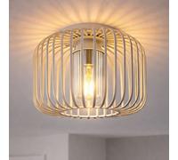Lampe De Salon Plafonnier Plafonnier Métal Grille Sable Verre Fumé E27 Rétro