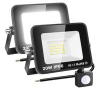 Lampe de sécurité extérieure à détecteur de mouvement PIR, 2 x 20W, avec éclairage LED