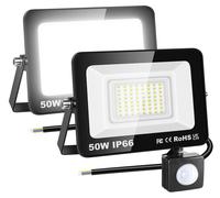 Lampe de sécurité extérieure à détecteur de mouvement PIR, 2 x 50W, avec éclairage LED
