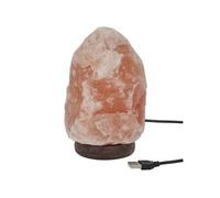 Home Deco Factory - Lampe de sel Pierre - Socle bois - Éclairage apaisant - Rose - 17 cm