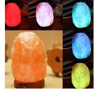 Lampe de sel de l'Himalaya LED multicolore à cristaux de sel, alimentation USB, éclairage naturel d'ambiance