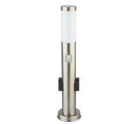 Lampe de socle LED avec prise de courant Lampe d'allée extérieure avec détecteur de mouvement Lampe de jardin LED Borne lumineuse en acier inoxydable, 1x9W LED 1x 4W RGB, DxH 7,6x 60 cm