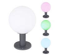 Lampe de socle Smart Home Lampe sphérique RGB Lampadaire extérieur, boule de verre en aluminium, commande par app, 1x LED 5W 470Lm blanc chaud froid, DxH 25x38 cm