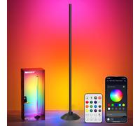 Lampe de sol d'angle RGBIC de 48 pouces, éclairage d'ambiance à changement de couleur avec application, télécommande et boîtier de commande, hauteur réglable, lampe d'angle pour la décoration de la ch