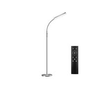 tectake® Lampadaire sur pied salon LED chambre Lampe sur pied dimmable 5 Modes avec tête fléxible, Luminaire moderne pour salon, bureau, chambre enfants, lit, chambre, Lampe de chevet LED - Argent