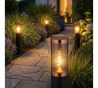Globo Lot de 4 Lampes sur Socle Extérieures E27 IP44 Acier Inox Fumée