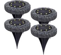 Lampe de sol solaire à LED 4x, éclairage extérieur, jardin, terrasse, blanc chaud, anthracite, D 11 cm